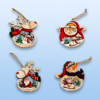 ПОДВЕСКА, DARLENS «СНЕГОВИК, ДЕД МОРОЗ, ОЛЕНЬ», 11 СМ, ДЕРЕВО, АССОРТИ, DL-DRL07729