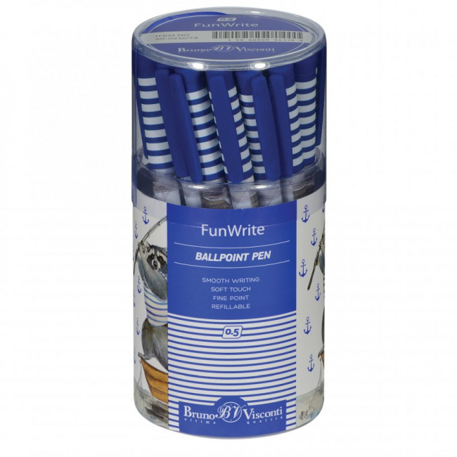 Ручка шариковая 0,5мм синяя "FunWrite. Енот-рыбак", BV/20-0212/73 (24)