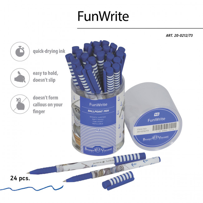 Ручка шариковая 0,5мм синяя "FunWrite. Енот-рыбак", BV/20-0212/73 (24)