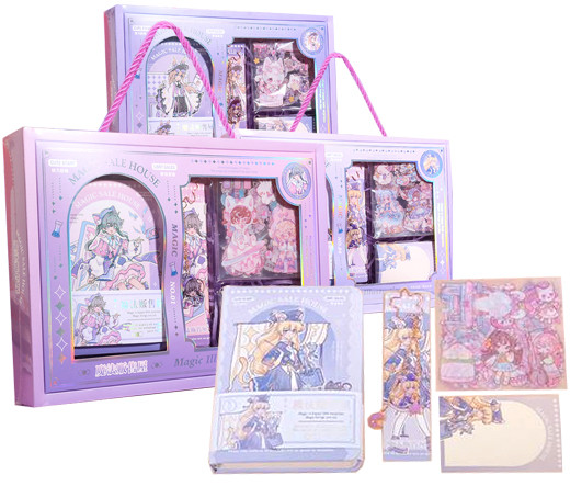 Набор подарочный  DC-131 Записная книжка+ наклейки, блок для записей, закладка с подвеской, в ассортименте (1/24/48)