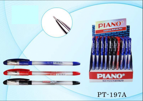 Ручка шариковая 0,5мм "Piano Soft", на масляной основе, цвет чернил в цвет ручки, полупрозрачный корпус, цвет ассорти, PIANO/PT-197-A (50)