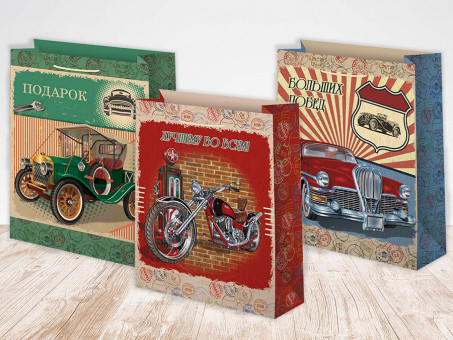 Пакет подарочный 26см х 32см "Ретро" мат. лам., Микрос/Ч45609 (12)