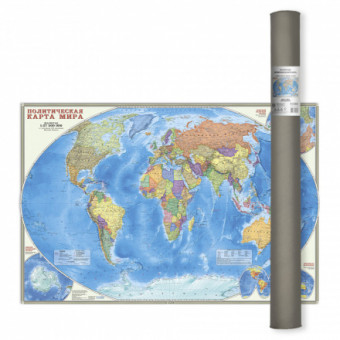 Карта настенная "Мир Политический. М1:27,5 млн." в тубусе, 101х69 см, Геодом/4607177458007