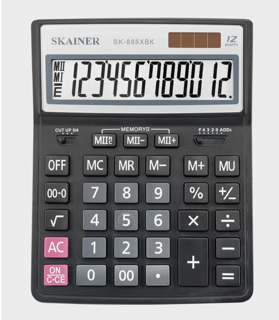 Калькулятор настольный 12-разрядный, большой, черный, размер: 155 x 204 x 34мм, SKAINER/SK-888XBK (10/40) Калькулятор настольный 12-разрядный, большой, черный, размер: 155 x 204 x 34мм, SKAINER/SK-888XBK (10/40)