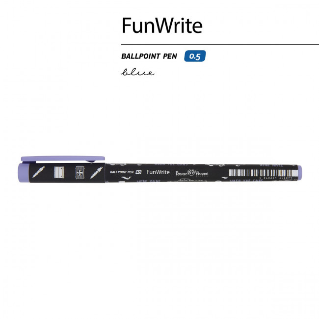 Ручка шариковая 0,5мм синяя "FunWrite. Машины. Цвет голубой", BV/20-0212/61 (24)
