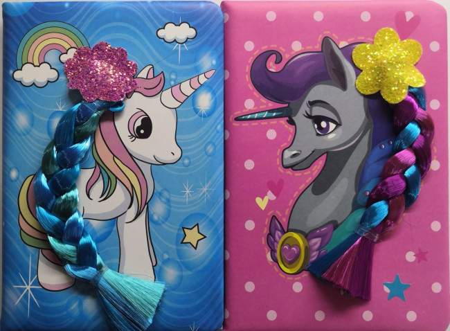 Блокнот-тетрадь: "ЕДИНОРОГ"; 96 листов клетка, 21*14,5 см. обложка-твёрдый переплёт с поролоном (12)