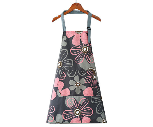 Фартук YS-2 "Цветы" полиэстер темно-бордовый, с карманом, печать на ткани (1/100)