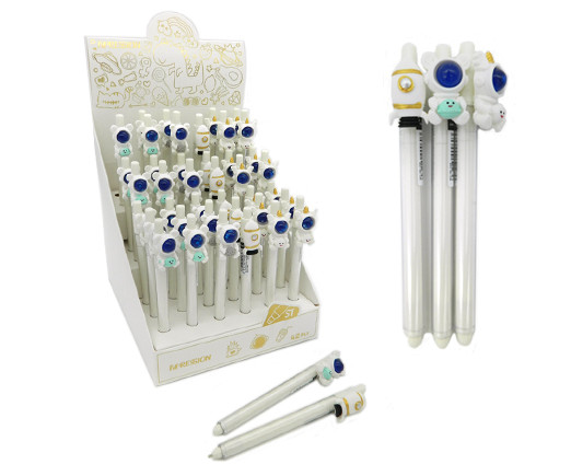 Ручка фигурная гелевая CP-12 "Космонавт" (черн) 0,5мм авт, игольчатый стержень, прозрачный корпус, фигурка на колпачке, в к/кор GP-4202 (42/1008)