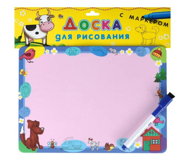 Доска для рисования с маркером (корова). Формат: 200 х 273мм, Проф-Пресс