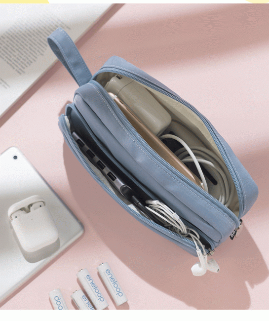 Пенал для канцелярских принадлежностей на 2 отделения, с внутренним подкладом, Магистр, черный, синий/ TM00510