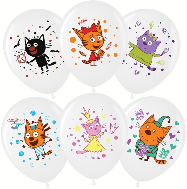 Шар12'' пастель "Три Кота" белый, 25 шт, МЛ Микрос/дб711492