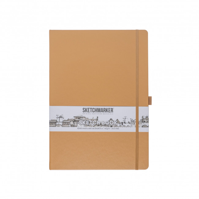 Блокнот для зарисовок 140г/кв.м 21*29.7см 80л, твердая обложка, капучино, Sketchmarker/23147304SM