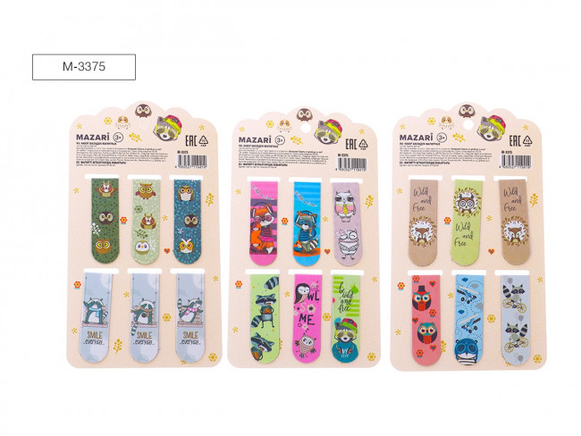 Набор закладок магнитных, 6 шт., 5,8х2 см, ассорти 3 дизайна (45) Набор закладок магнитных, 6 шт., 5,8х2 см, ассорти 3 дизайна (45)