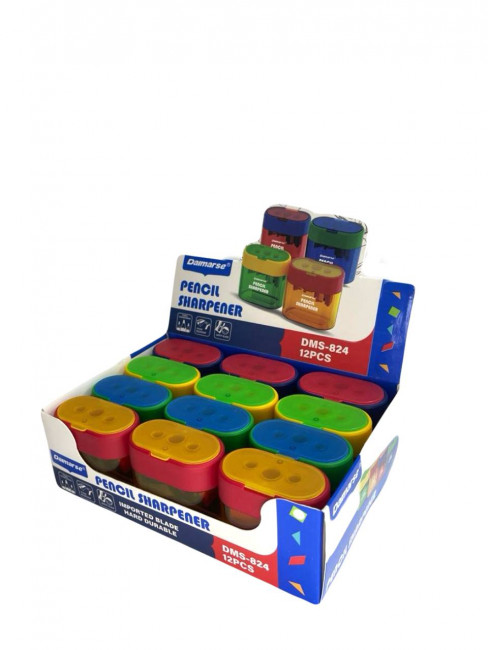 Точилка пластиковая на 3 отверстия , овальный контейнер, ассорти 4 цвета, Daimarse/DMS824 (12) Точилка пластиковая на 3 отверстия , овальный контейнер, ассорти 4 цвета, Daimarse/DMS824 (12)