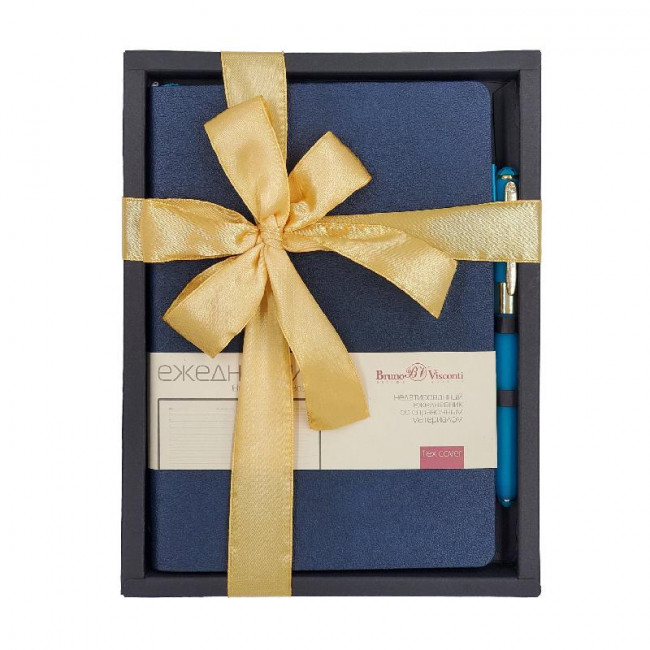 Подарочный набор: недатированный ежедневник А5 "Boston"+ ручка «Monaco», темно-синий, BV/3-228/05-2