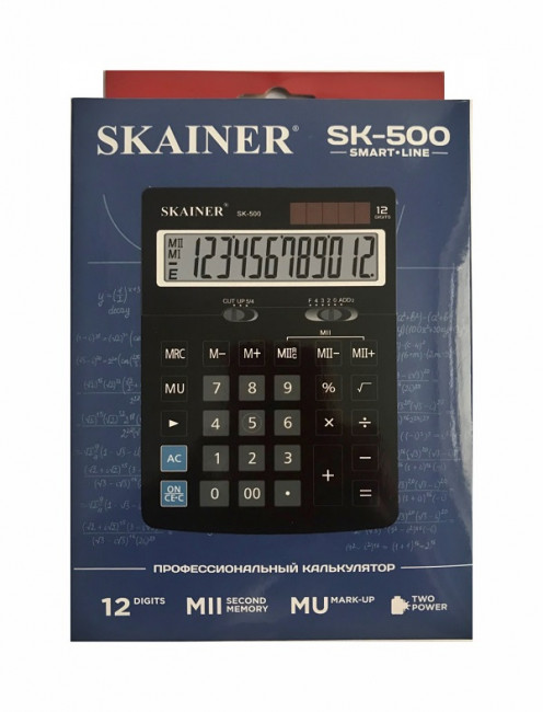 Калькулятор настольный 12-разрядный, средний, черный, размер: 123 x 171 х 31мм, SKAINER/SK-500