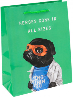 Пакет подарочный с глянцевой ламинацией 18х23х8 см (M) "Черный супер-пёс", Optima MILAND/ППК-2466 (12)