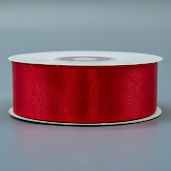 Лента 2,5см 22,85м атласная, красная, Микрос/ч37737 (5)