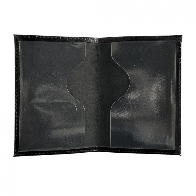 Обложка на паспорт WENZER OFFiCE, РФ из натур.кожи вер гл Шик гладкий, черный